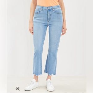 LOFT Jeans | Chewed Hem High Rise Kick Crop Jeans in Pure Light Indigo Wash